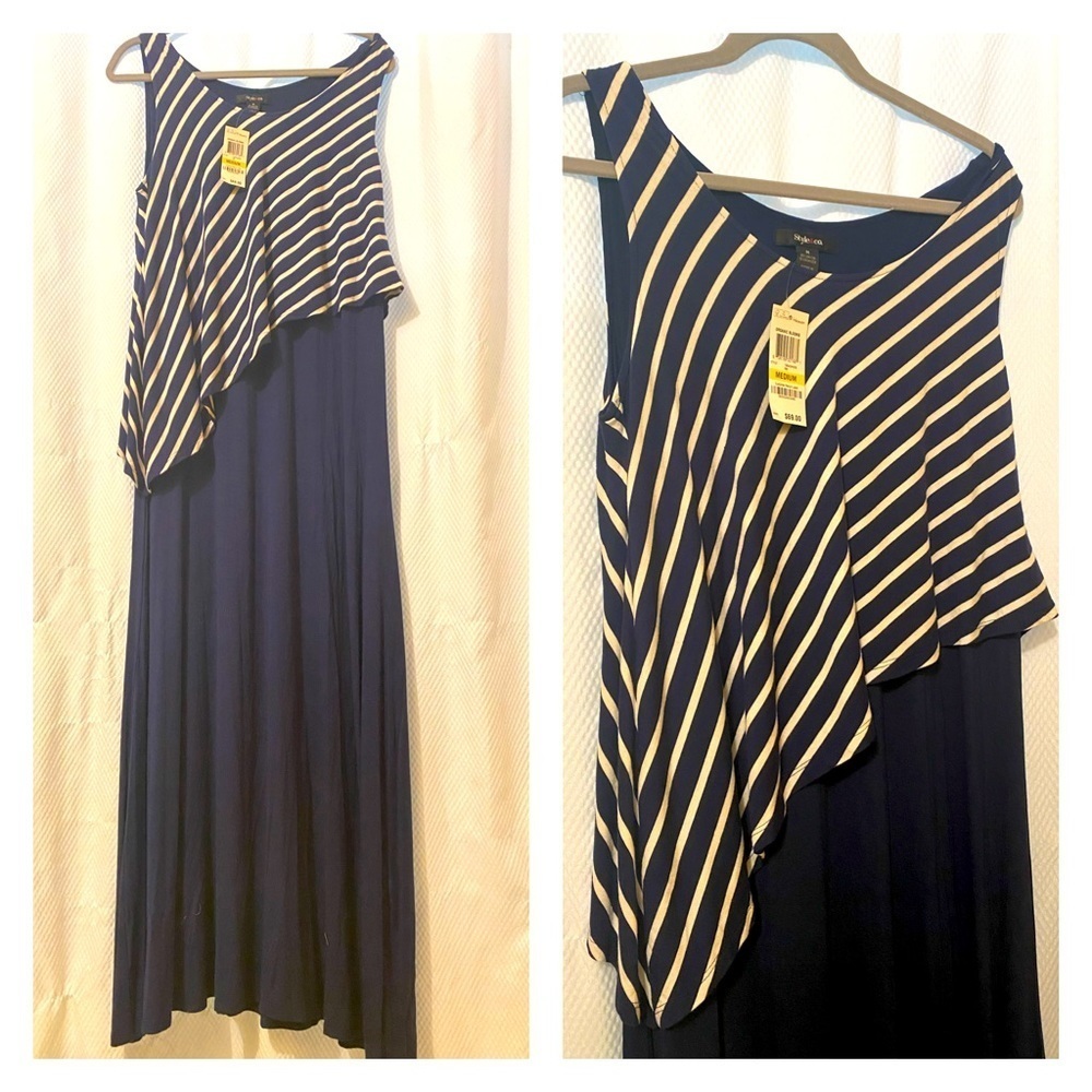EUC: Style and Co. MAXI long navy overlay dress M